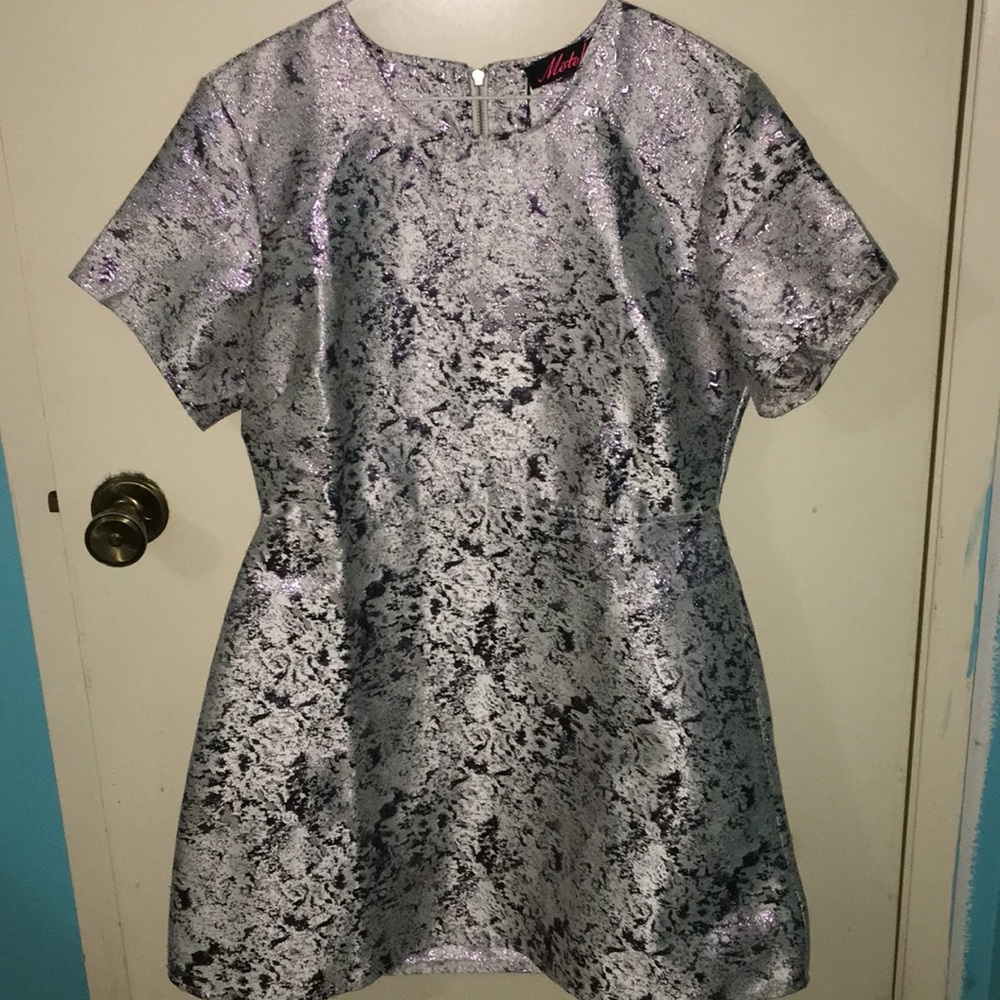 Metallic Cut-out Back Mini Dress